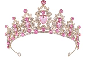 HPMAISON Diadème Femme Tiara Cristal Couronne Strass Couronne Princesse Fille Bandeau Adult Cheveux Accessoires Vintage Cadeau pour Concours Parties Festival fête Cosplay Halloween Noel