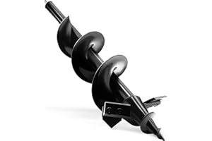 SYITCUN 10x60cm Auger Drill Bit for Planting – Heavy-Duty Post Hole Auger for Hard & Rocky Soil with Upgraded Dual-Sharp Blade Tip – Garden Spiral Drill Bit for 3/8" Hex Drive Drill