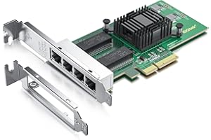 10Gtek® I350-T4 Scheda di Rete 1.25G Gigabit PCIE per Intel I350 Chip, Quad RJ45 Ports, PCI Express 2.1 X4, Ethernet LAN Card, 10/100/1000Mbps NIC pour Windows Server, Windows 7/8/10, XP and Linux