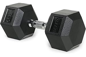 TREXO Haltère hexagonal durable en fer moulé caoutchouté pour la musculation à la maison avec poignée ergonomique stable et polyvalent