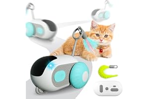 Recitem Katzenspielzeug Selbstbeschäftigung,Interaktives Katzenspielzeug Selbstbeschäftigung, Spielzeug für Katzen Elektrisch Automatisch,ntelligenzspielzeug für Katzen USB Aufladbar (Blau)
