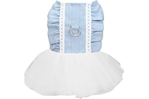 Amaone Hunde-Cheerleader-Outfit Haustier-Hundekleid aus Baumwolle, Frühling und Sommer, Haustierkleidung, Frühling, niedlich, Heimtierbedarf, Baumwolle, Pfirsichkleid, Bogenrock Stolz (Blue-2, L)