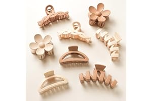 Kavya Pince Cheveux Fleur, 8 Pièces Plastique Pince Cheveux Femme Grande Antidérapant 4 Styles Pinces à Cheveux Pour Femmes Mode Hair Clip Accessoires Cheveux Convient Femmes et Fille(Série Marron)