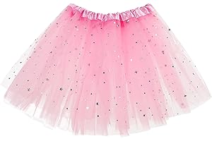 WLLHYF Tutu-Rock 3-lagig Tüll Pailletten Stern Ballett Tanzröcke Prinzessin Party Kostüm Tutu Festliches Party-Kostüm für Mädchen, Damen, Kind, Weihnachten, Geburtstag