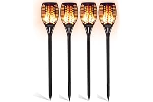 ‎GEYUEYA HOME GEYUEYA Home Solarlampen Für Außen Garten 4er Set- 96 LED Solarfackeln Für Außen Flackernd, IP65 Wasserdichte, Dämmerung Bis Morgen Flackern, Solar Fackeln Für Draußen