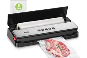 ‎BONSENKITCHEN Bonsenkitchen Vakuumiergerät, für Trockene und Feuchte Lebensmittel Vakuumierer mit Eingebauter Cutter, Folienschweißgerät für Lebensmittel, inkl. 1 Rolle Folienbeutel, 5 Profi-Folienbeutel
