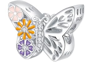 Yinsen Breloque en Argent Sterling 925 pour Pandora, Charmes en Perles pour Femme Papillon pour Collier/Bracelet Européen, Cadeau d'anniversaire de Noël pour Filles Femmes