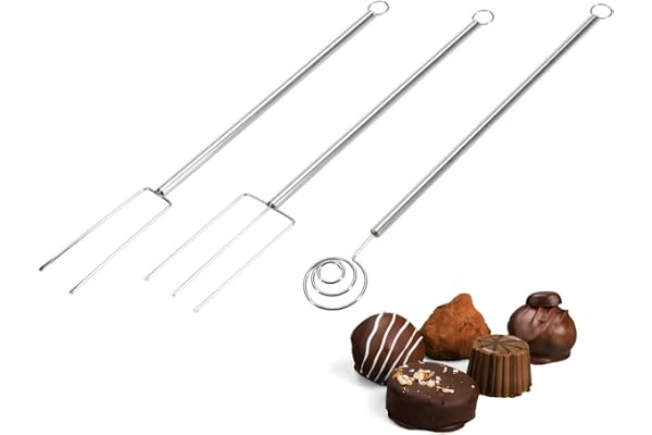 Westmark Gaffelset för Chokladdoppning, 3-delar – Gaffelset för hemmagjorda chokladpraliner, 1 spiralsked och 2 gafflar för att plocka, hålla och placera chokladen - stål