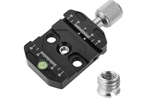 Aupoko QR-50N Plate Compatible with Arca Swiss, 50mm Universal Quick Release Plate Aluminum Alloy Clamp Adapter, 1/4" to 3/8" Compatible with Arca Swiss Ball Head