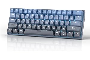 MageGee 60% Mechanical Gaming Keyboard, STAR 61 Compact Blue LED Backlit Wired Keyboards with Hot-Swappable Yellow Switch, Portable Full Keys Anti-ghosting Gaming Keyboard - Gradient Blue