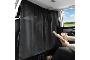 QUOTRE Cortinas Divisorias 138 * 82 cm Cortinas de Partición con 2 Ganchos Parasol Separador Interior para Todos Los Coches