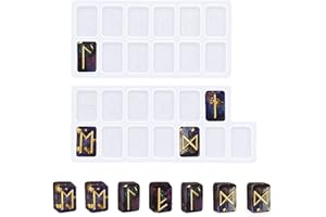 WANDIC - Stampo in resina epossidica per pietre delle rune con 2 stampi in resina epossidica, con scatola trasparente per creazioni fai da te e gioielli