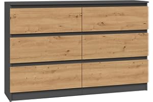 CDF Commode 6 Tiroirs Commode Chambre Anthracite Chêne Artisan Meuble Armoire de Rangement Spacieux pour Salon Bureau Spacieuse et Design Moderne Facile à Installer 30x75x120 cm Meuble à Vêtements