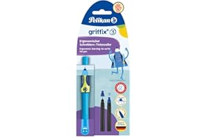 Pelikan® Pióro kulkowe Griffix do nauki pisania | Średnia stalówka | Na naboje atramentowe Dla leworęcznych | Biuro Szkoła Studia Praca | Kaligrafia Komfortowe i Gładkie pisanie |