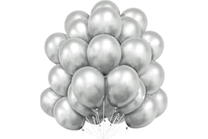 Bealif Metallic Balloons, 30 PCS 10 Inch Thick Chrome Metallic Silver Balloons Helium Shiny Balloon for Birthday Baby Shower Wedding Anniversary Festival Carnival Party Decorations (Silver)