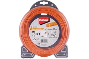 Makita E-01806 Mähfaden Four-Leaf 2,4 mm x 30 m, Trimmerfaden, Nylon, orange, geräuschreduziert, erhöhte Laufzeit, speziell für Akku-Rasentrimmer und Akku-Freischneider