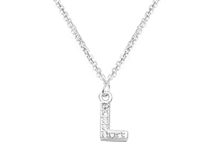 BIFRIEND Collana girocollo in argento sterling 925, con ciondolo con iniziale dalla A alla Z, 26 lettere, per donne e ragazze, con strass