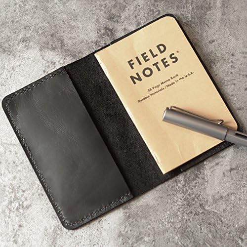 Leather Journal Cover for Moleskine Cahier Notebook Pocket size 3.5" x 5.5" Field Notes Cover Vintage Refillable Notepad Handmade - black | 301