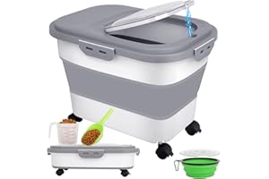 Wuciray Hundefutter Aufbewahrung 7-10kg Faltbarer mit Rädern Schaufel Messbecher Hundefutternapf Futtertonne Hund Uftdicht Box Futterbox