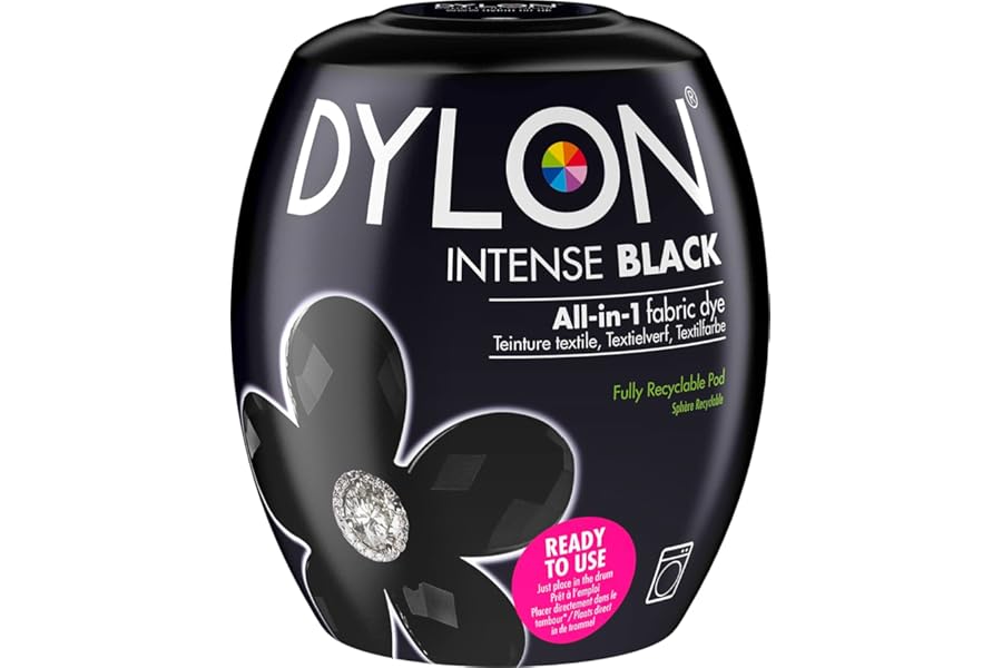 Dylon Washing Machine Fabric Dye Pod Intense Black, 350g, Packaging May Vary