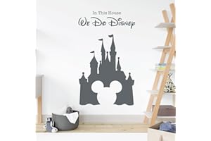 WALL DESIGNER Children Playroom Bedroom Disney Inspired Wall Sticker - We Do Disney - Castle, Mickey Mouse [Medium] [Dark Grey]