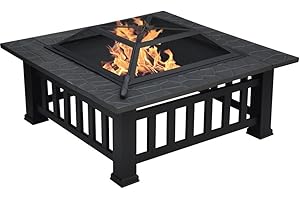 Centurion Supports GEDI Multi-Functional Black Square Outdoor Garden & Patio Heater Fire Pit Brazier