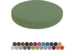 ‎LSJOAW Lsjoaw Rund Sitzkissen Stuhlkissen 40 X 40 X 3CM(1 Pieces) Leinen Sitzpolster Abnehmbares Memory Schaum Runde Sitzauflage für Stuhl Bank Hocker Haus Küche Esszimmer Garten Büro,Grün