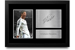 HWC Trading FR A4 Cristiano Ronaldo Real Madrid Prezenty Drukowane Podpisane Zdjęcie Z Autografem Dla Fanów Piłki Nożnej I Kibiców - A4 Oprawione