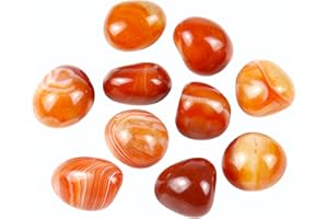 Nvzi Brasilianische getrommelte polierte natürliche Karneol-Kristalle, Kristalle und Heilsteine Quarz in loser Schüttung für Wicca, Reiki, Heilenergie, Chakra-Steine, Hexerei-Zubehör (10 Stück)