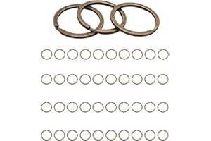 MCOSER 40Pcs Bronze Round Key Rings Hoops 25mm Stainless Steel Flat Split Keyrings for Bags Accessory DIY Crafts Jewelry Making