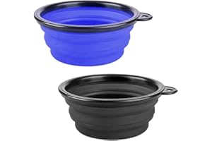 BAIJ Gamelle Chien Pliable,2 PCS Portable Bol de Voyage pour Chiens Bol à Eau en Silicone Gamelles pour Chiot Animal de Compagnie Chat Voyage en Plein Air Randonnée Camping Grand 350ml
