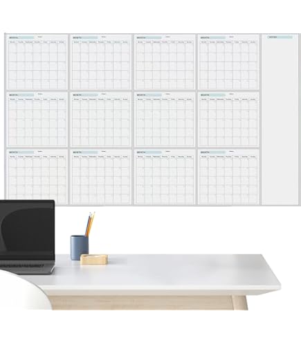 JILoffice Calendrier Effaçable à Sec - Tableau Blanc Magnétique Mensuel