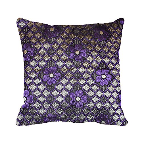 Marokkanische Luxus Designer Jacquard Seide geometrischen Muster Fliesen Scatter Cushion Pillow Cover – 45,7 x 45,7 cm – Violett