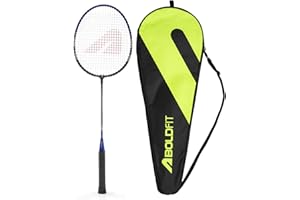 Boldfit Badminton Rackets Aluminium Badminton Racket with Full Cover Bag Standard Shuttle Bat Match Shuttle Bats Lightweight Badminton Shuttle Bat - Blue