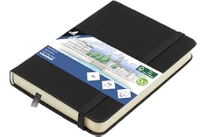 Kangaro Art Skizzenbuch A6 Schwarz PU Hardcover 80 Blatt 140 Gramm cremefarbenes Papier