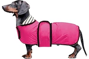 MOREZI Impermeable Elegante para Perros. Impermeable y Resistente a la Lluvia. con Bandas Reflectantes y Correas Ajustables. Adecuado para Perros salchichets-Rose-M