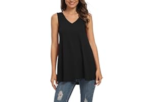 AUSELILY Camiseta sin Mangas con Cuello en V sin Mangas de Verano para Mujer Blusa sin Mangas