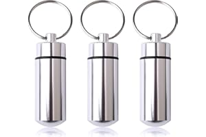 pengxiaomei 3 pcs Waterproof Aluminum Pill Box, Pocket Pill Case Silver Pill Holder Medicine Case Water Resistant Keychain Silver Pill Holder Pill Container for Outdoor Travel Camping