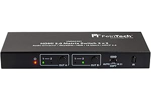 FeinTech VMS02201 Commutateur HDMI 2.0 Matrix Switch Splitter 2 x 2 avec extracteur Audio 4K HDR SPDIF