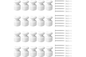 QuirkLz Utilizzati come isolatori per Cavi Trecciati fai-da-te, isolatori in ceramica vintage, set da 20 pezzi, colore bianco, Ø18 millimetri, inclusi viti e tasselli di ancoraggio.