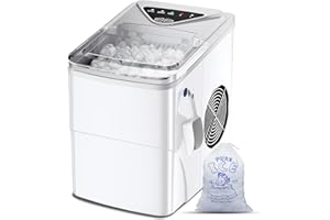 FOOING Maquina de Hacer Hielo Domestica con 2 Tamaños de Cubitos de Hielo,Maquina de Hielo Autolimpieza Portatil,Máquinas para Hacer Hielo 6 Minutos