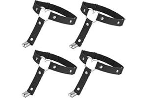 Yolev 4 szt. damskie regulowane skórzane podwiązki do uda w kształcie serca podwiązka na nogi z klipsami punk gotyckie podwiązki do skarpet do uda (czarne)