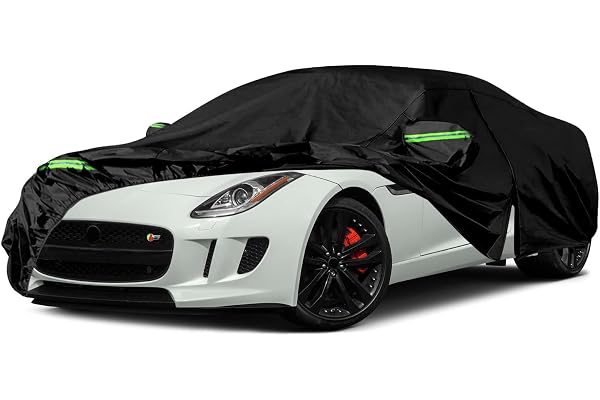 Opaltool Bâche pour Voiture Exterieur pour Jaguar F-Type 2014-2025, 210T Noir Housse de Protection Impermeable Anti UV Neige Poussière avec Fermeture éclair de Porte Latérale