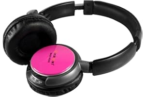 TECHNAXX MusicMan TXX3789 BassHead Stereo Headphones (rechargeable battery, MP3-Player, FM Radio and MicroSD card slot) - Pink
