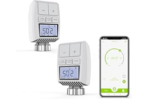 Thermostat Intelligent pour radiateur ZigBee3.0, Contrôleur de radiateur Intelligent AWOW avec contrôle d'application, Contrôle de Chauffage Intelligent Wi-FI Compatible avec Alexa et Google - 2Pack