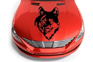 AUFGEKLEBT Wolfskopf Auto Aufkleber für Wohnmobil, Van und Motorhaube - Großformat 55x43 cm, Hochwertig und Wetterfest, Ideal für Tier- und Naturfans (Schwarz)