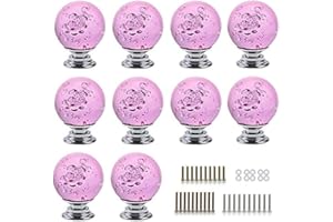 FBSHOP(TM) 10 Stück Rosa Süße Bubbles Ball Crystal Glas Knopf Deko Türknauf Möbelknauf Pull Griff für Möbel Schublade Schrank Kommode Kleiderschrank Tür Küche & Baby Kid 's Kinder Möbel Decor