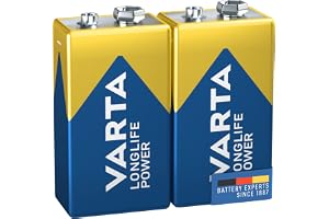 VARTA Batterier 9V, 2 stycken, Longlife Power, alkaliska | 6LP3146 9 V, hållbart blockbatteri, hållbar i upp till 10 år, för