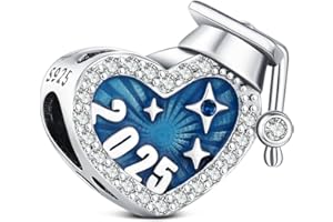 KEQ Ciondoli a forma di cappello di laurea 2025, adatti per braccialetti e collane, in argento 925, regalo di laurea