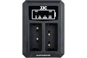 JJC Cargador USB Dual para Fujifilm X-E5, X-Half (X-HF1) X100VI X100V X100F X-PRO3 X-PRO2 X-PRO1 X-S10 X-E4 X-H1 X-T3 X-T2 X-T1 X-T50 X-T30II X-T30 X-A5 Batería para Fuji NP-W126/NP-W126s